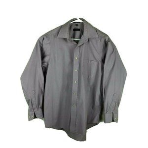REGIS Mens Button Front  Shirt Size 15 1/2 32/33 Grey Long Sleeve Cotton A9